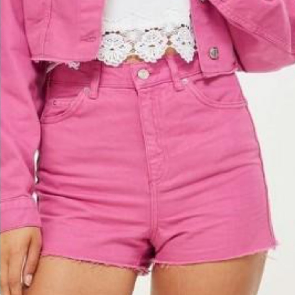 TOPSHOP Moto High Rise MOM denim jean shorts 8